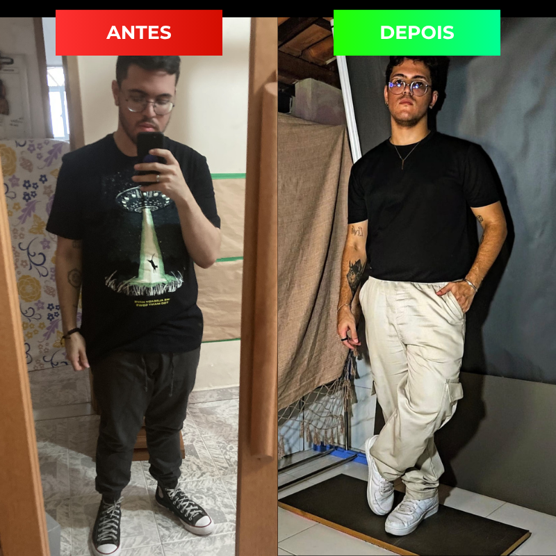 Antes e depois de aluno do Método KM